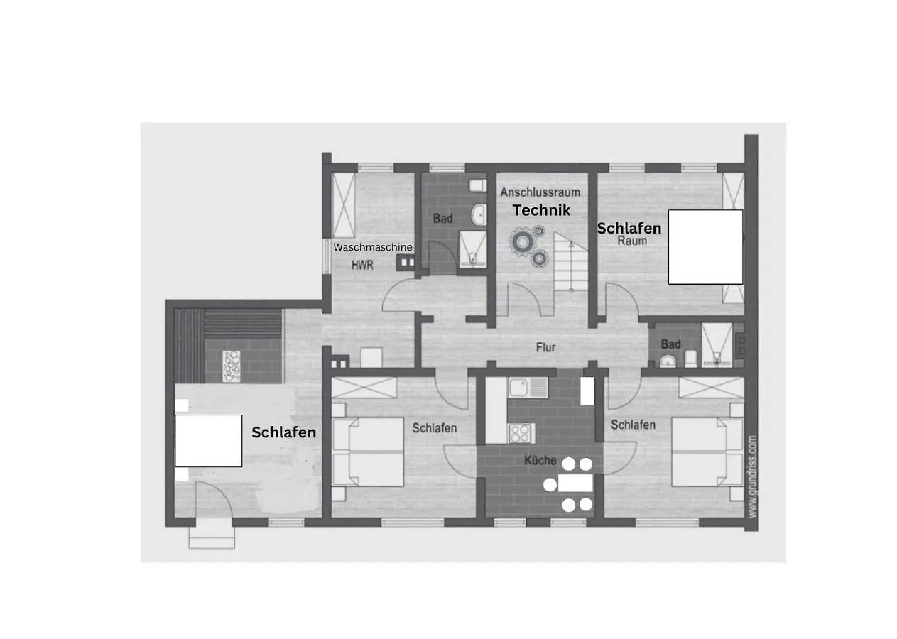 Apartman 4 Bedrooms, 2 Bathrooms, Kitchen, Terrace - 10 Min To Fairground Düsseldorf
